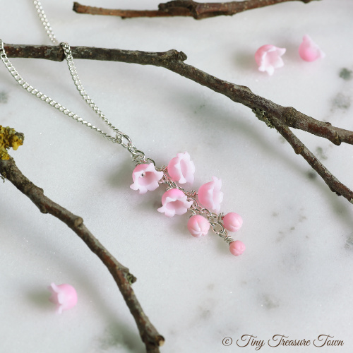 Blütenzauber Halskette "Maiglöckchen" Rosa-31